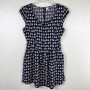 Divided Fit & Flare Kitty Print Dress Pockets